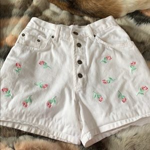 Vintage Denim Embroidered Shorts